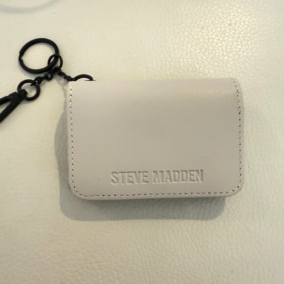 NWT STEVE MADDEN BEVELYN BATS SATCHEL CROSSBODY BAG W CREDIT CARD CASE CHALK - Picture 7 of 9